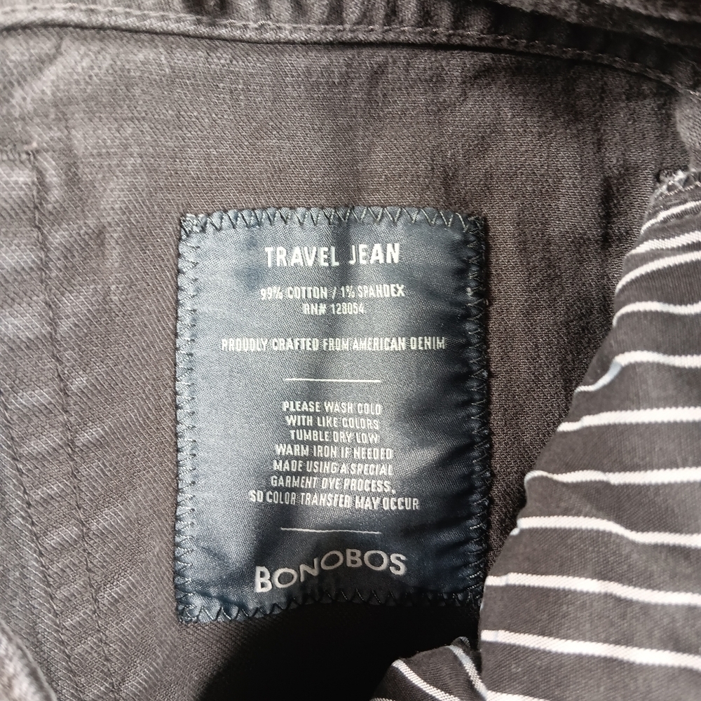 Bonobos Jeans Mens 34x32 (32x30) Gray Travel Jean Slim Straight Stretch - Picture 3 of 15